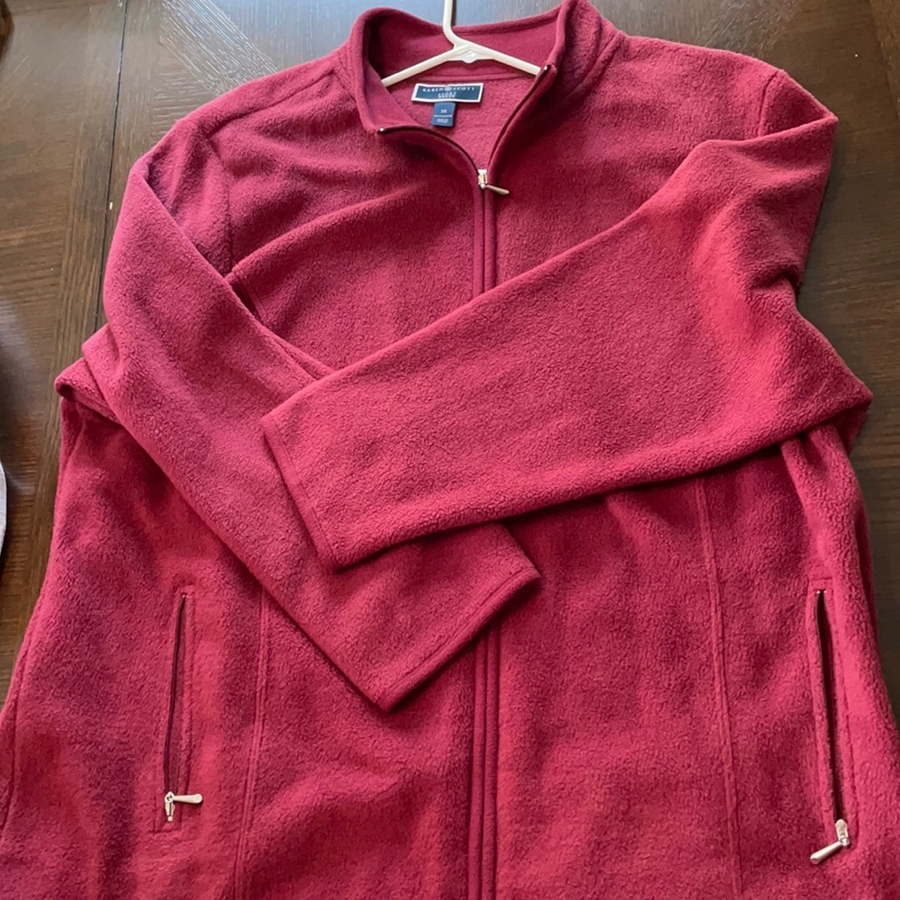 Karen Scott cranberry fleece coat